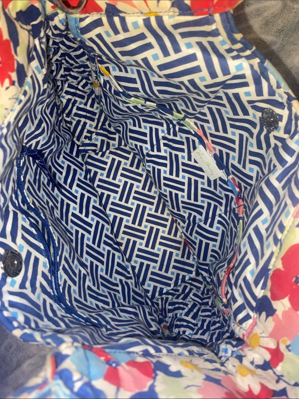 Floral Quilted Tote Bag - Blue Multicolor
